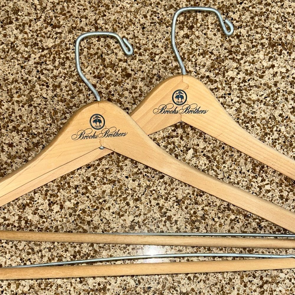 Brooks Brothers Light Tan Tongue and Groove Wooden Hangers